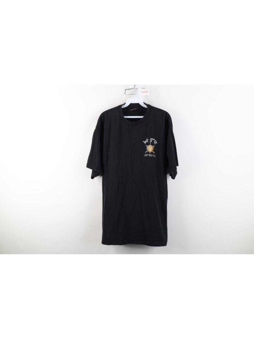 Vintage Y2K Mens XL Faded Military Police 585th MP Co Spartans T-Shirt Black